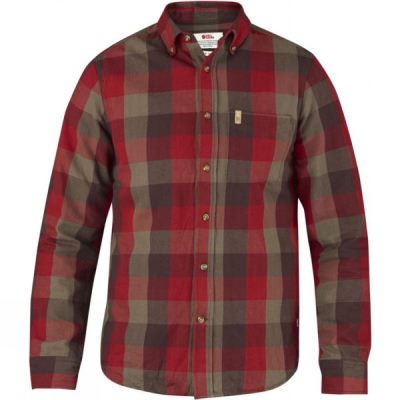 Camisa Fjallraven Övik Big Check Manga Larga Hombre - Rojas - Chile FUT704285